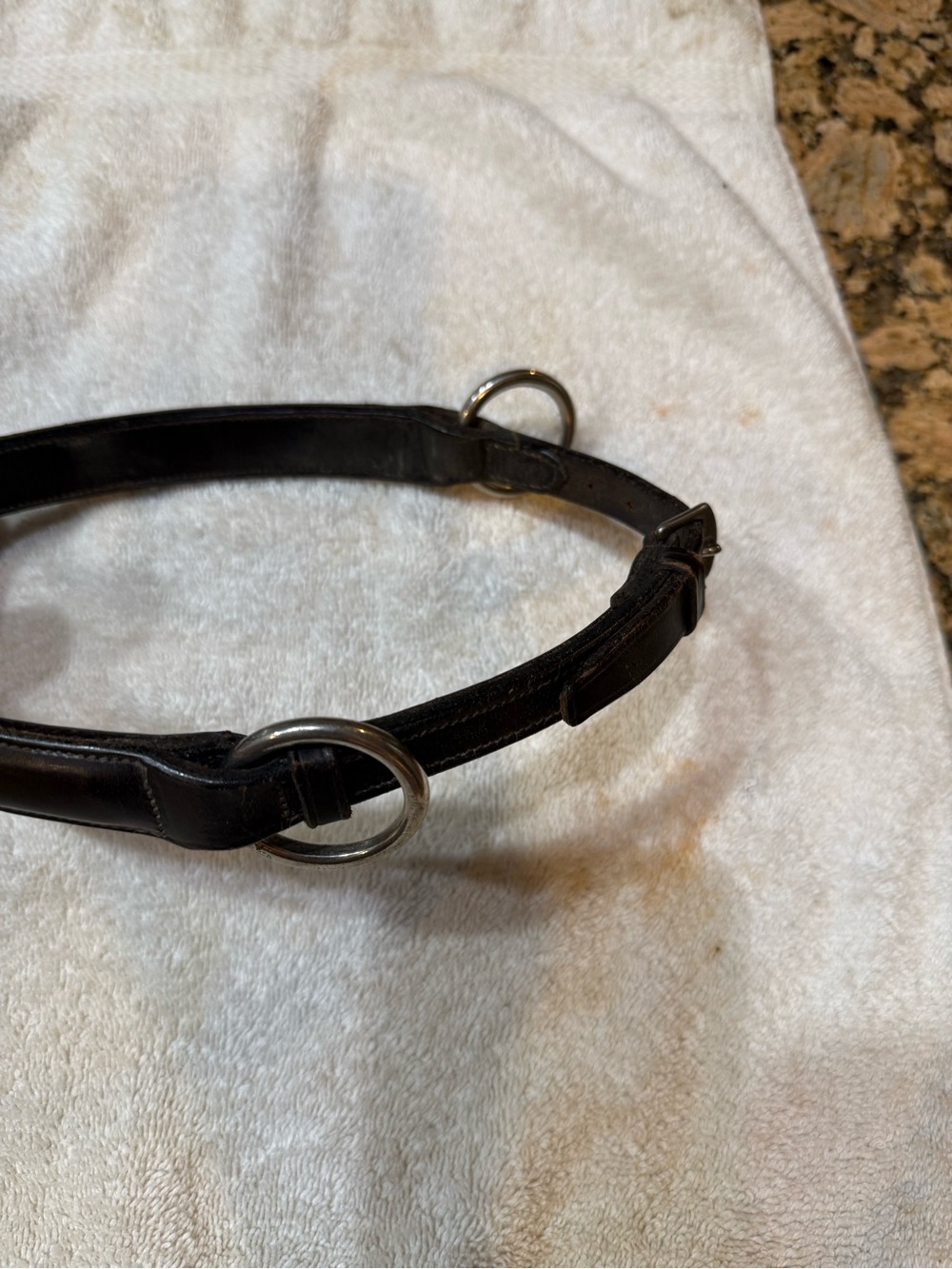 Equestrian Bridle work Nose strap brown leather w/ Metal Rings - Picture 2 of 8